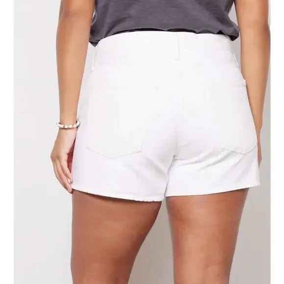 NEW AGOLDE Shorts Women 33 White Denim Parker Long Relaxed Organic Cotton - Picture 2 of 11